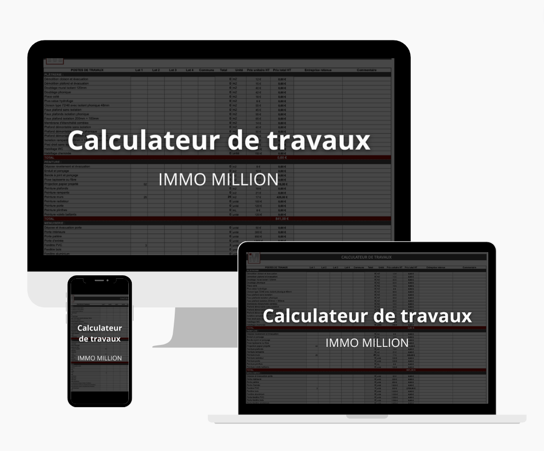 Calculateur de travaux, IMMO MILLION Calculateur de travaux, IMMO MILLION